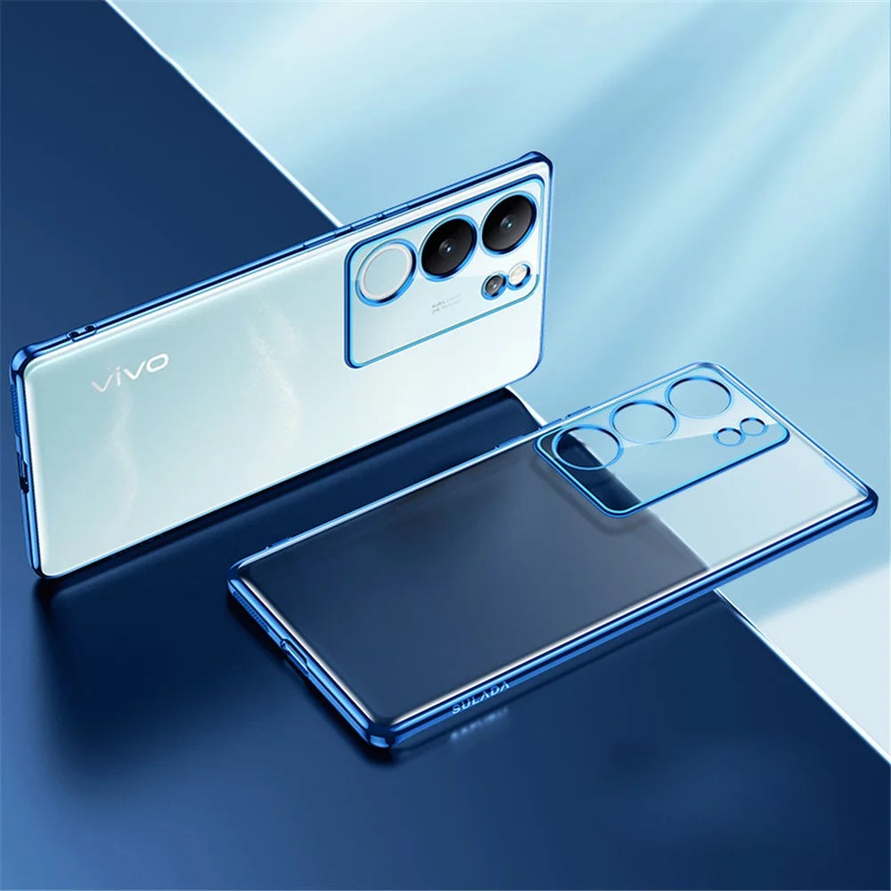 SULADA Nature Series For vivo S17 Pro 5G Electroplating Edges Cover Matte Soft TPU Phone Case - Blue - 1