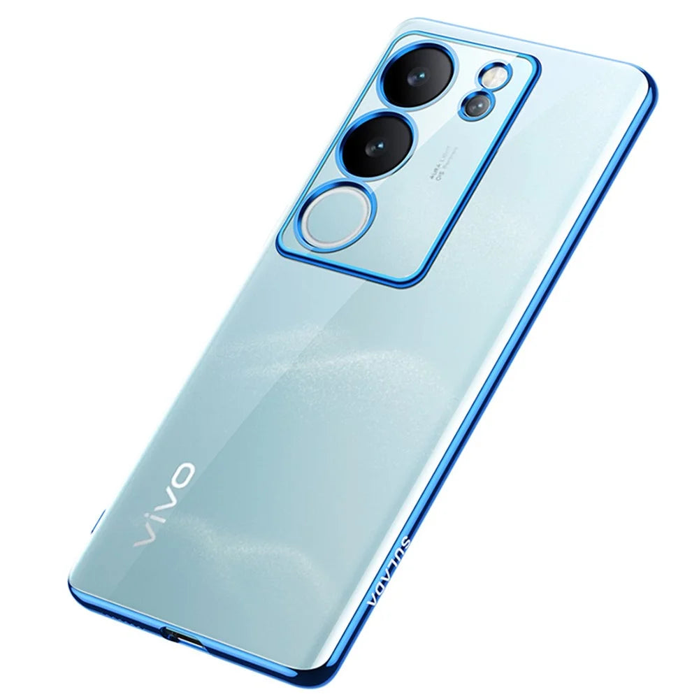 SULADA Nature Series For vivo S17 Pro 5G Electroplating Edges Cover Matte Soft TPU Phone Case - Blue - 2
