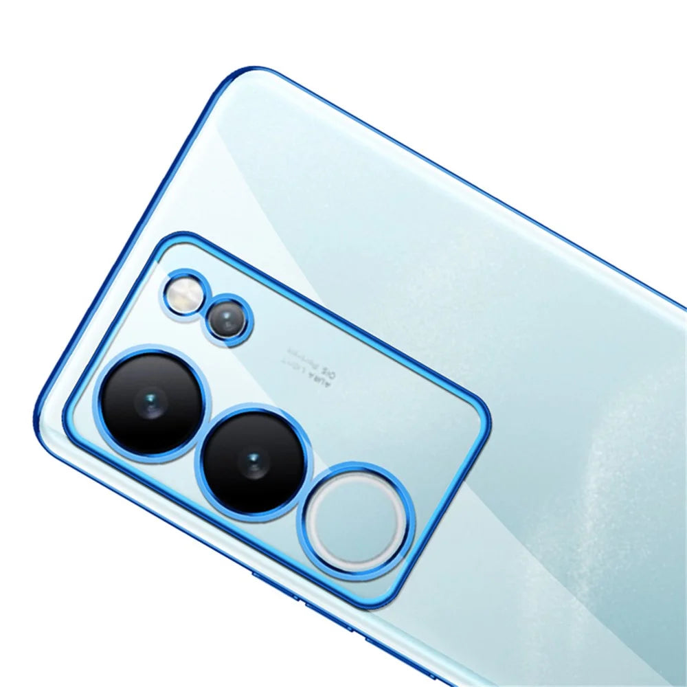 SULADA Nature Series For vivo S17 Pro 5G Electroplating Edges Cover Matte Soft TPU Phone Case - Blue - 5