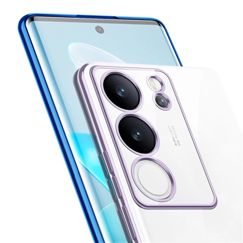 SULADA Nature Series For vivo S17 Pro 5G Electroplating Edges Cover Matte Soft TPU Phone Case - Blue - 7