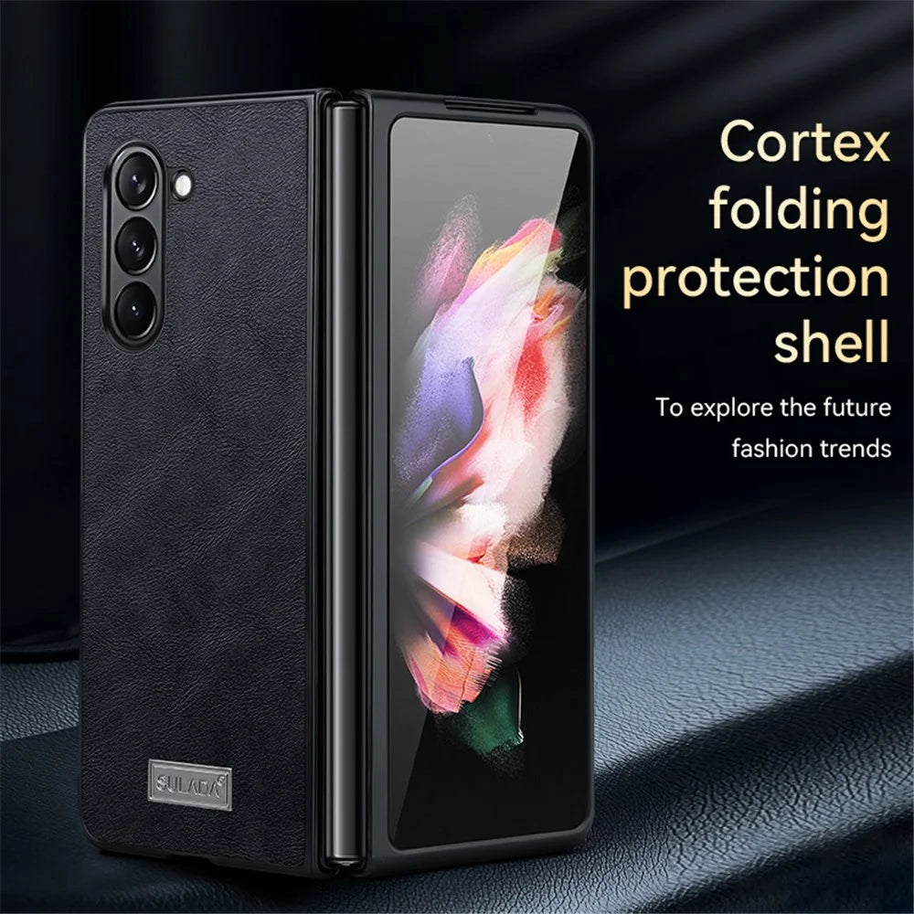 SULADA For Samsung Galaxy Z Fold5 5G PU Leather Coated TPU+PC Case Anti-drop Phone Cover - Black - 2