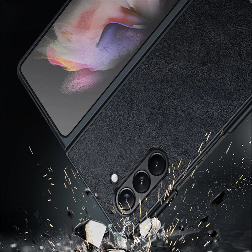 SULADA For Samsung Galaxy Z Fold5 5G PU Leather Coated TPU+PC Case Anti-drop Phone Cover - Black - 3