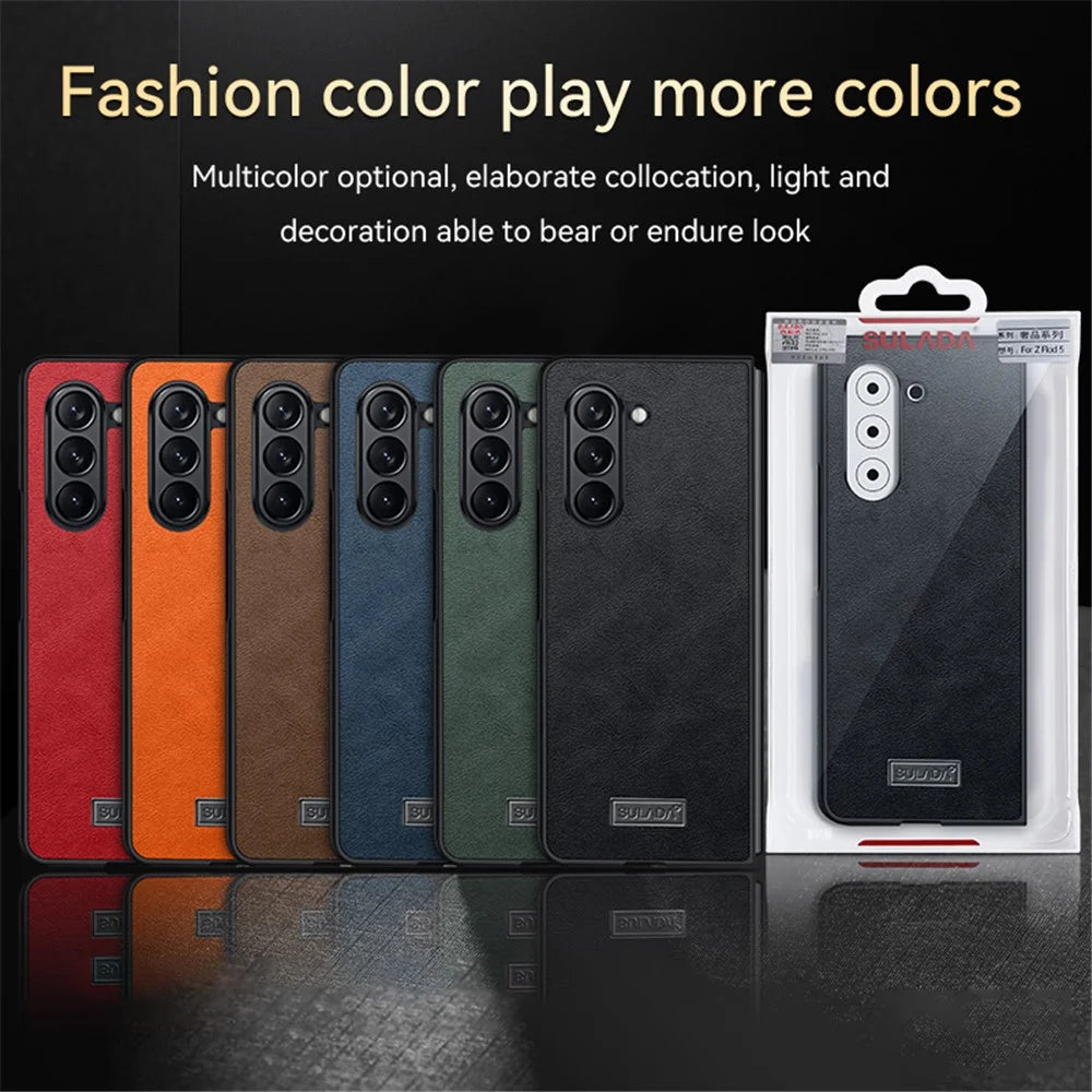 SULADA For Samsung Galaxy Z Fold5 5G PU Leather Coated TPU+PC Case Anti-drop Phone Cover - Black - 7