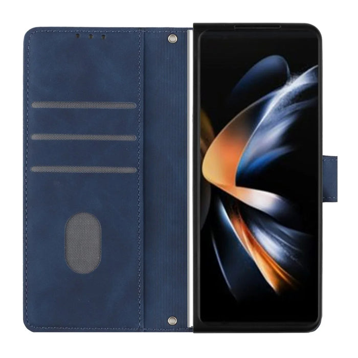 For Samsung Galaxy Z Fold5 5G Leather Case with Hand Strap Wallet Stand Phone Cover - Sapphire - 3
