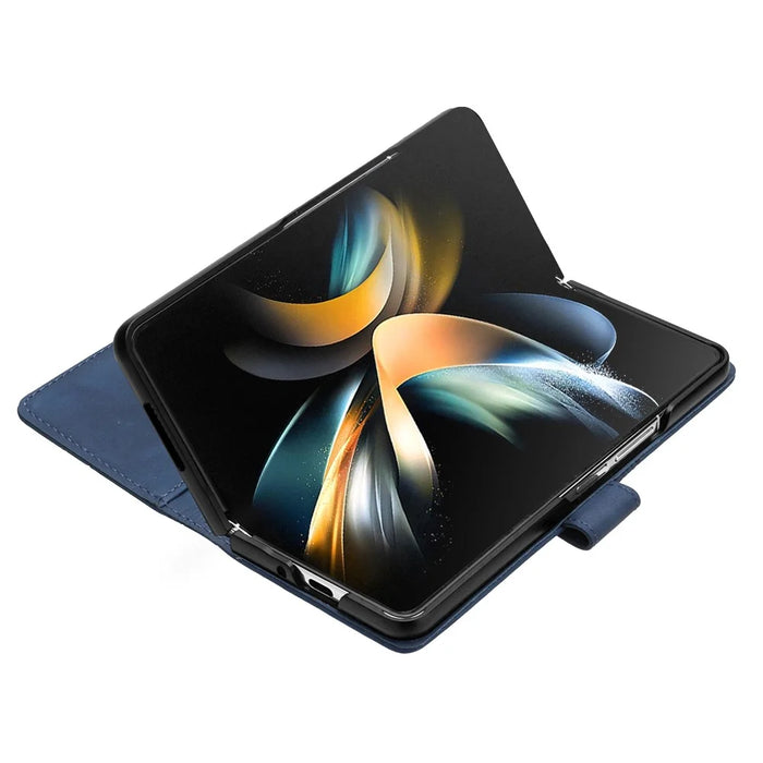 For Samsung Galaxy Z Fold5 5G Leather Case with Hand Strap Wallet Stand Phone Cover - Sapphire - 4