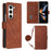 For Samsung Galaxy Z Fold5 5G Leather Case with Shoulder Strap Wallet Stand Phone Cover - Brown - 1