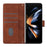 For Samsung Galaxy Z Fold5 5G Leather Case with Shoulder Strap Wallet Stand Phone Cover - Brown - 3