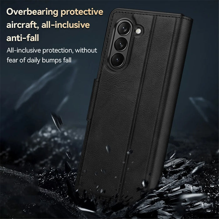 SULADA For Samsung Galaxy Z Fold5 5G PU Leather Protective Cover Anti-drop Stand Phone Case - Black - 7