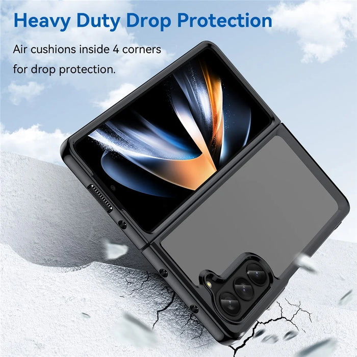 For Samsung Galaxy Z Fold5 5G Mobile Phone Back Cover TPU+Acrylic Clear Protective Shockproof Case - Black - 2