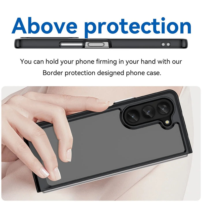 For Samsung Galaxy Z Fold5 5G Mobile Phone Back Cover TPU+Acrylic Clear Protective Shockproof Case - Black - 3