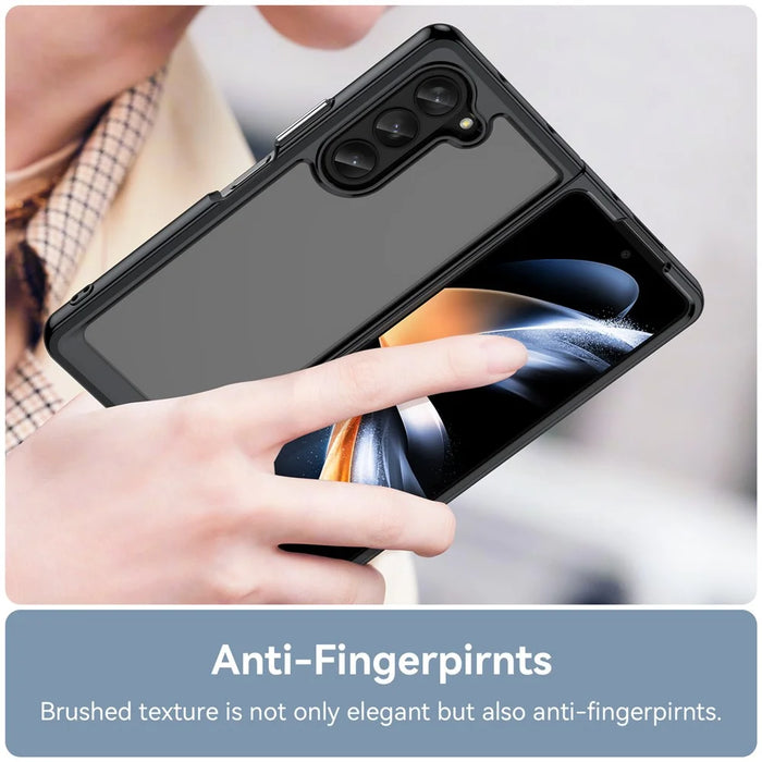 For Samsung Galaxy Z Fold5 5G Mobile Phone Back Cover TPU+Acrylic Clear Protective Shockproof Case - Black - 4