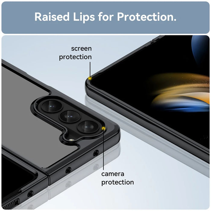 For Samsung Galaxy Z Fold5 5G Mobile Phone Back Cover TPU+Acrylic Clear Protective Shockproof Case - Black - 5
