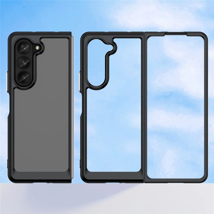 For Samsung Galaxy Z Fold5 5G Mobile Phone Back Cover TPU+Acrylic Clear Protective Shockproof Case - Black - 7