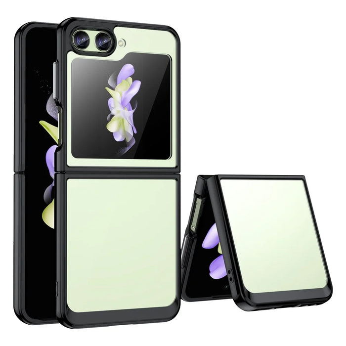 For Samsung Galaxy Z Flip5 5G Mobile Phone Back Cover Clear Protective Shockproof TPU+Acrylic Case - Black - 1