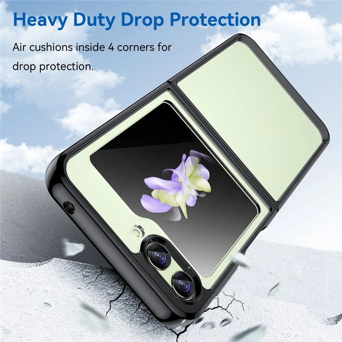 For Samsung Galaxy Z Flip5 5G Mobile Phone Back Cover Clear Protective Shockproof TPU+Acrylic Case - Black - 2