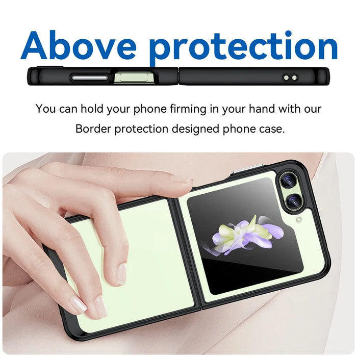 For Samsung Galaxy Z Flip5 5G Mobile Phone Back Cover Clear Protective Shockproof TPU+Acrylic Case - Black - 3