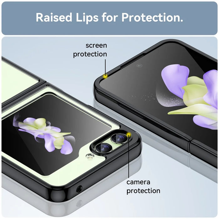 For Samsung Galaxy Z Flip5 5G Mobile Phone Back Cover Clear Protective Shockproof TPU+Acrylic Case - Black - 5