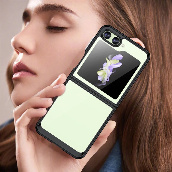 For Samsung Galaxy Z Flip5 5G Mobile Phone Back Cover Clear Protective Shockproof TPU+Acrylic Case - Black - 6