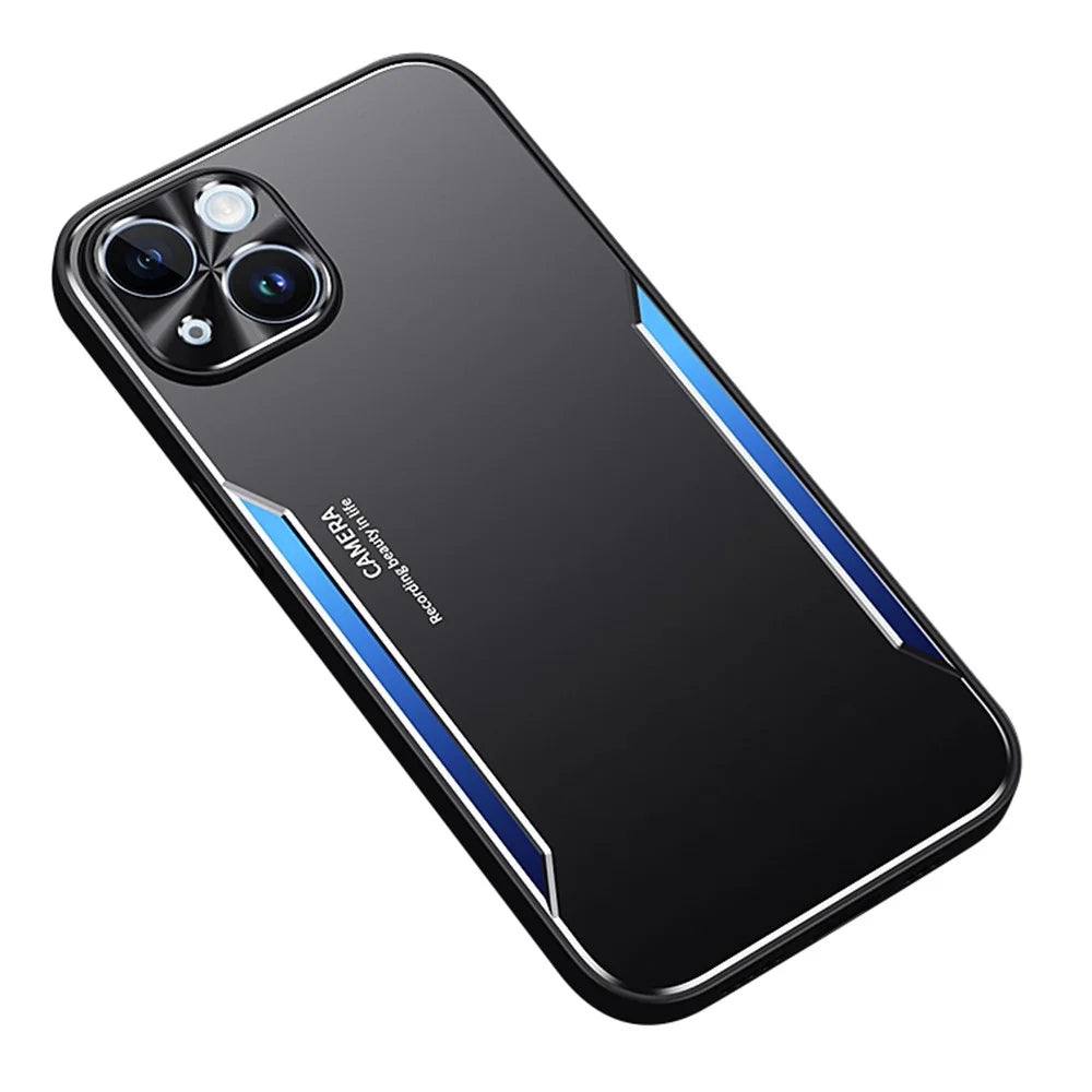 For iPhone 14 Plus Aluminium Alloy + TPU Phone Case Drop Proof Cellphone Protective Shell - Blue - 1