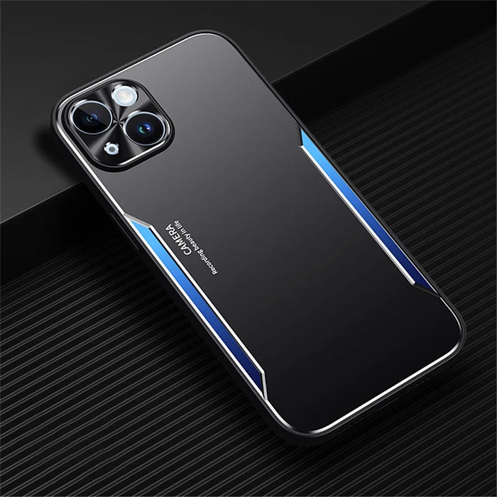 For iPhone 14 Plus Aluminium Alloy + TPU Phone Case Drop Proof Cellphone Protective Shell - Blue - 2
