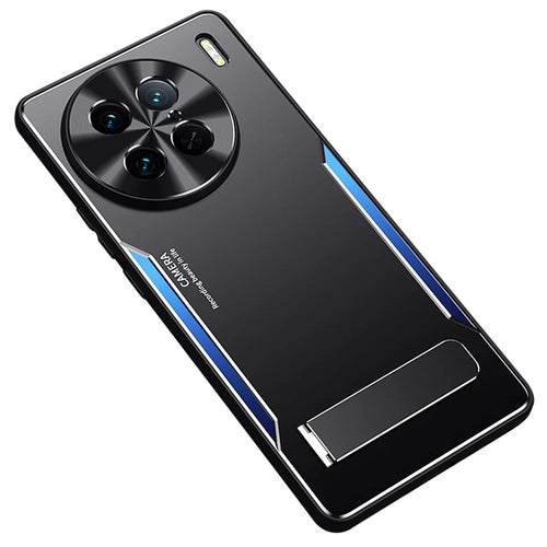 For vivo X90 Pro 5G TPU+Aluminium Alloy Shockproof Case Kickstand Phone Cover - Blue - 1