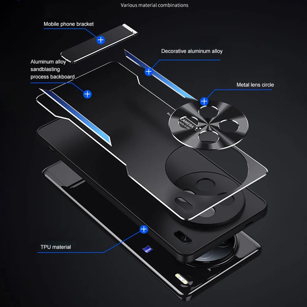 For vivo X90 Pro 5G TPU+Aluminium Alloy Shockproof Case Kickstand Phone Cover - Blue - 7