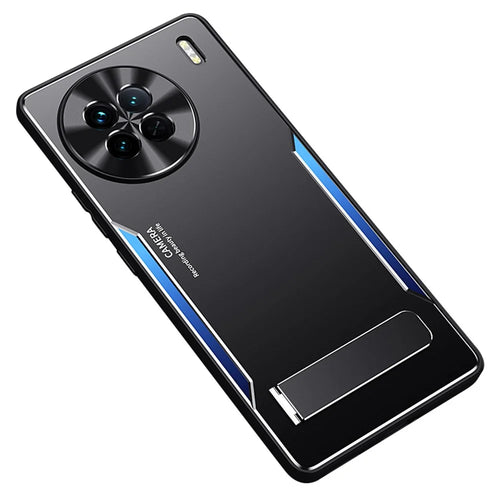 Anti-drop Cover for vivo X90 5G TPU+Aluminium Alloy Kickstand Phone Case - Blue - 1