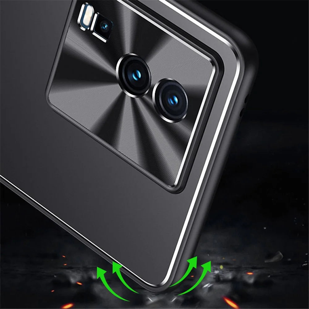 For vivo iQOO Neo7 5G Kickstand Phone Cover TPU + Aluminum Alloy Anti-Fingerprint Phone Case - Blue - 6