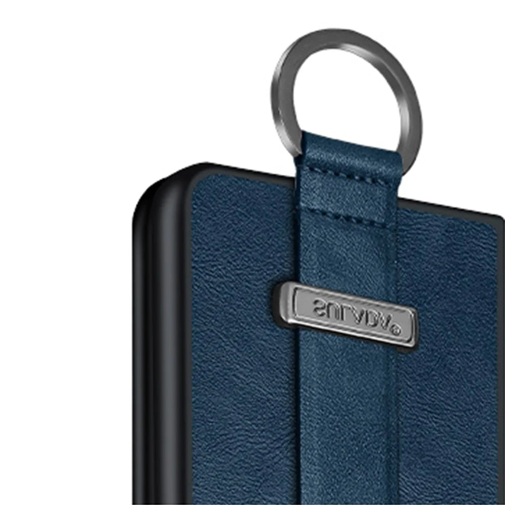 SULADA Fashion Series for vivo X Fold2 Leather Coated PC Cover Wristband Kickstand Folding Phone Case - Blue - 6