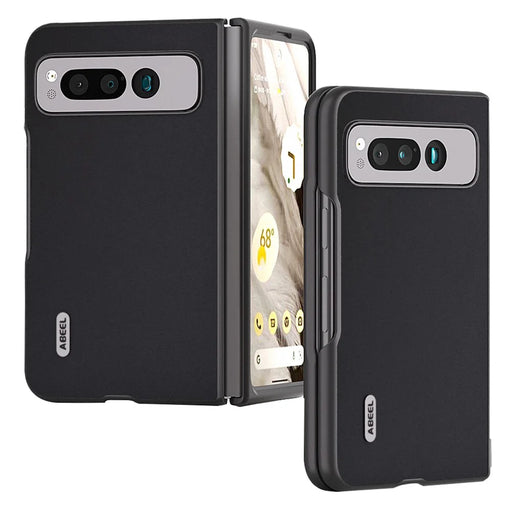 ABEEL For Google Pixel Fold Cowhide Leather+PC Phone Case Anti-Fall  Protective Cover - Black - 1