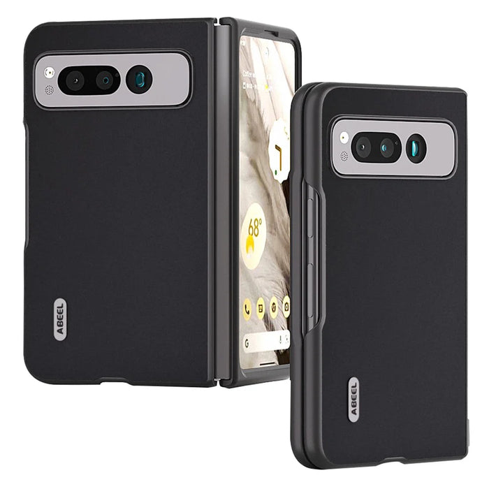 ABEEL For Google Pixel Fold Cowhide Leather+PC Phone Case Anti-Fall  Protective Cover - Black - 1