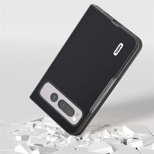 ABEEL For Google Pixel Fold Cowhide Leather+PC Phone Case Anti-Fall  Protective Cover - Black - 2