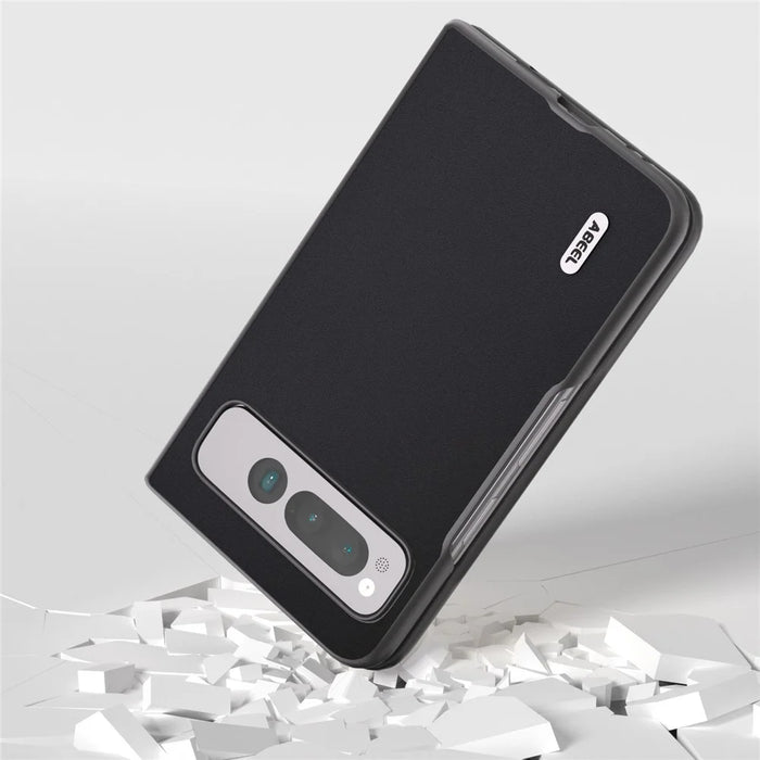 ABEEL For Google Pixel Fold Cowhide Leather+PC Phone Case Anti-Fall  Protective Cover - Black - 2