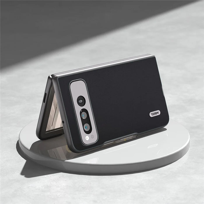 ABEEL For Google Pixel Fold Cowhide Leather+PC Phone Case Anti-Fall  Protective Cover - Black - 3