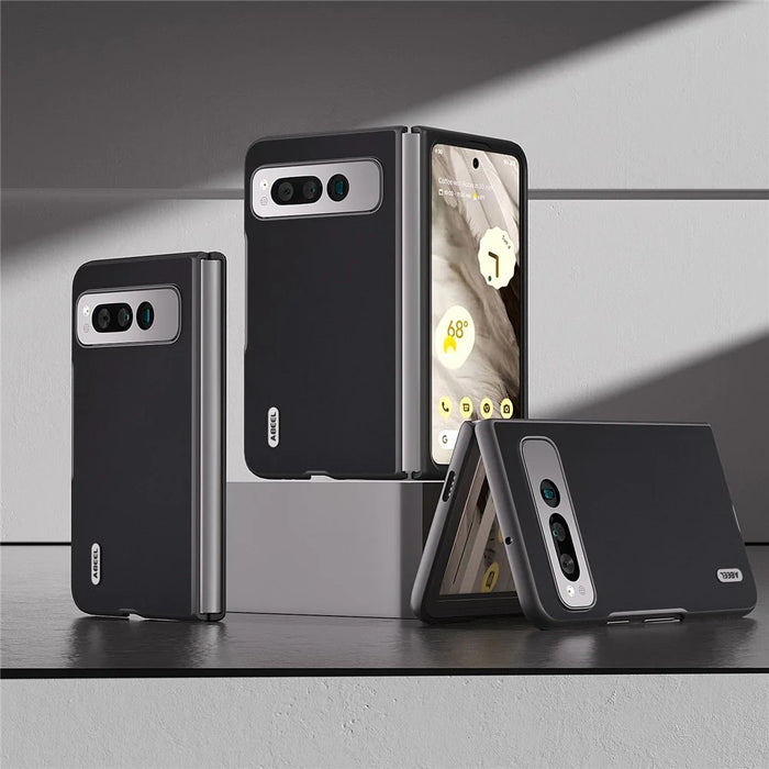 ABEEL For Google Pixel Fold Cowhide Leather+PC Phone Case Anti-Fall  Protective Cover - Black - 5