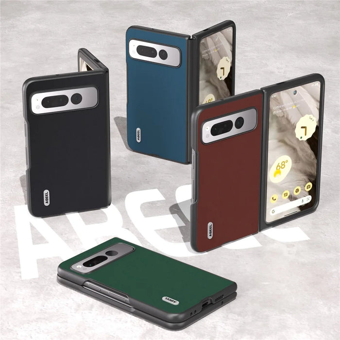 ABEEL For Google Pixel Fold Cowhide Leather+PC Phone Case Anti-Fall  Protective Cover - Black - 6