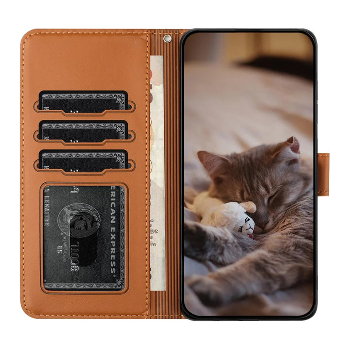 For iPhone 15 Pro Max Wall Cats Imprinted PU Leather Stand Phone Cover Wallet Case with Strap - Brown - 3