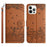 For iPhone 14 Pro Max PU Leather Stand Phone Case Wall Cats Imprinted Wallet Phone Cover with Strap - Brown - 1