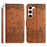 PU Leather Stand Case for Samsung Galaxy S23+ , Wall Cats Imprinted Phone Wallet Cover with Strap - Brown - 1