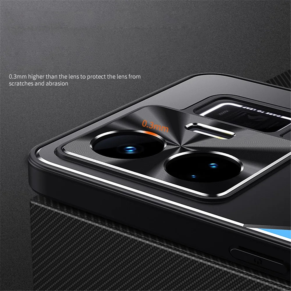 For Realme GT Neo 5 5G / GT3 5G Dustproof Cell Phone Shell TPU+Aluminium Alloy Cover Kickstand Phone Case - Blue - 7
