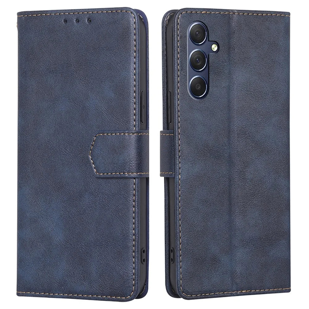For Samsung Galaxy M54 / F54 5G RFID Blocking Wallet Phone Case PU Leather Stand Cover - Blue - 1
