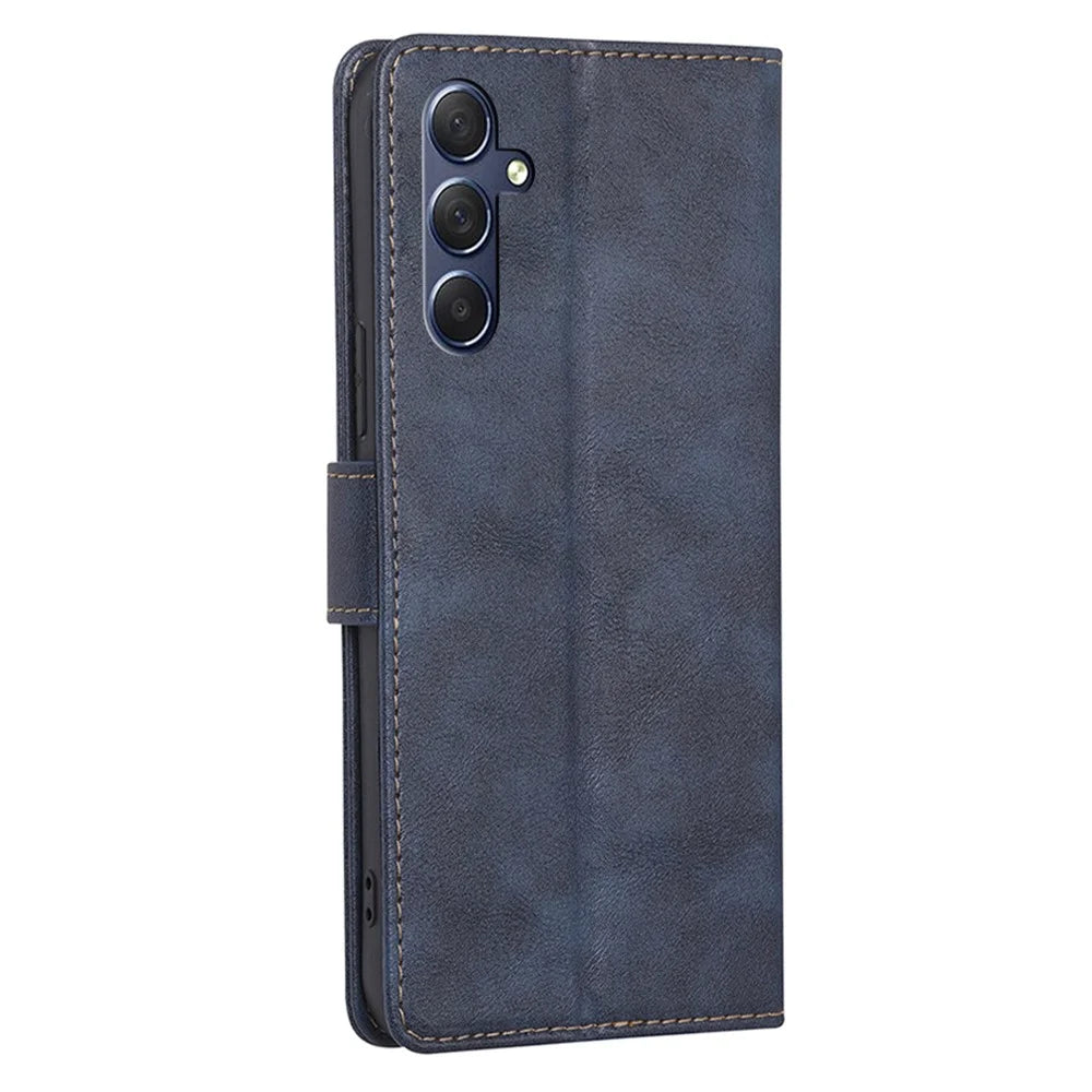 For Samsung Galaxy M54 / F54 5G RFID Blocking Wallet Phone Case PU Leather Stand Cover - Blue - 7