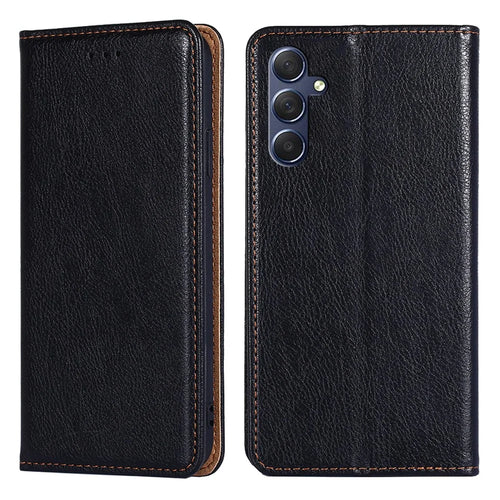 For Samsung Galaxy M54 / F54 5G Magnetic Closing Phone Case PU Leather Stand Wallet Cover - Black - 1