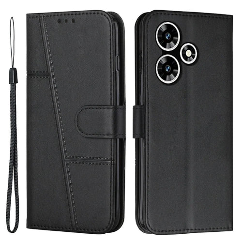 For Infinix Hot 30 Smartphone Case Anti-Scratch PU Leather Magnetic Clasp Wallet Stand Cover - Black - 1