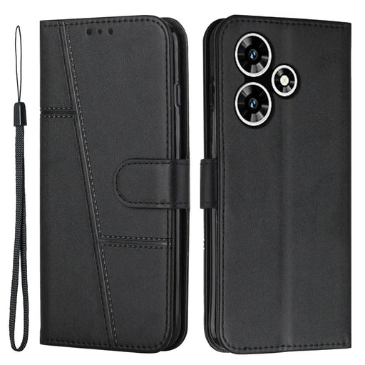 For Infinix Hot 30 Smartphone Case Anti-Scratch PU Leather Magnetic Clasp Wallet Stand Cover - Black - 1