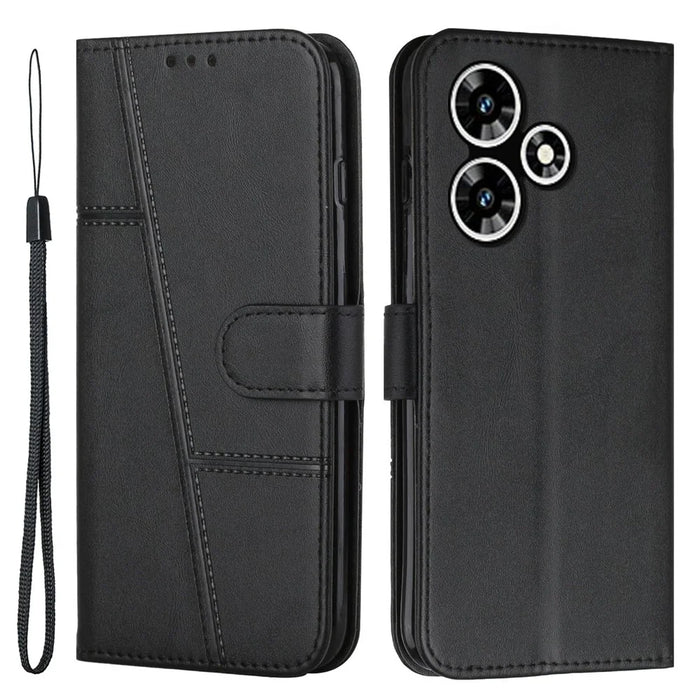For Infinix Hot 30 Smartphone Case Anti-Scratch PU Leather Magnetic Clasp Wallet Stand Cover - Black - 1