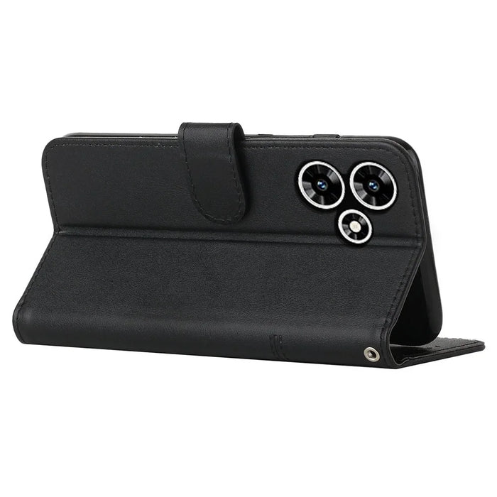 For Infinix Hot 30 Smartphone Case Anti-Scratch PU Leather Magnetic Clasp Wallet Stand Cover - Black - 3