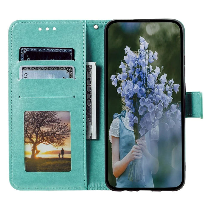 For iPhone 15 Plus Mandala Flower Imprint Protective Case PU Leather Wallet Stand Phone Cover with Strap - Green - 2