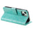 For iPhone 15 PU Leather Stand Cover Mandala Flower Imprint Wallet Phone Case with Strap - Green - 4