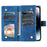 For iPhone 15 Pro Max PU Leather Mandala Flower Imprinted Card Holder Zipper Pocket Wallet Case Stand with Strap - Blue - 2